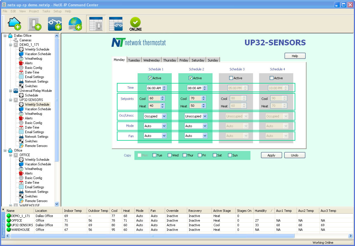 Thermostat Scheduling Window