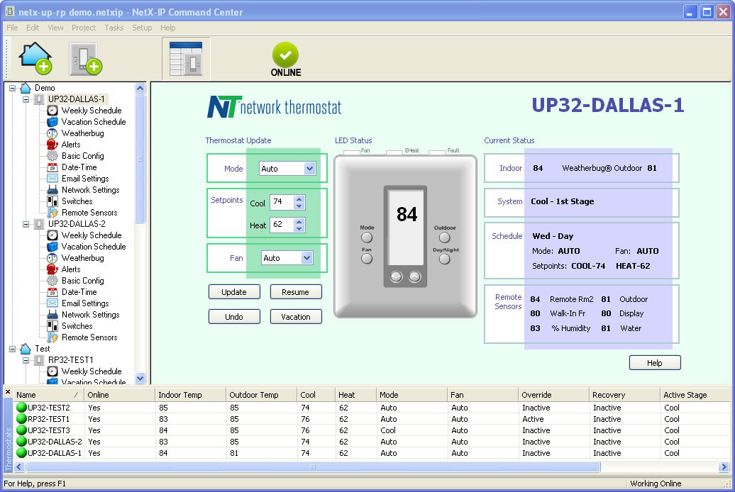 Main Thermostat Window