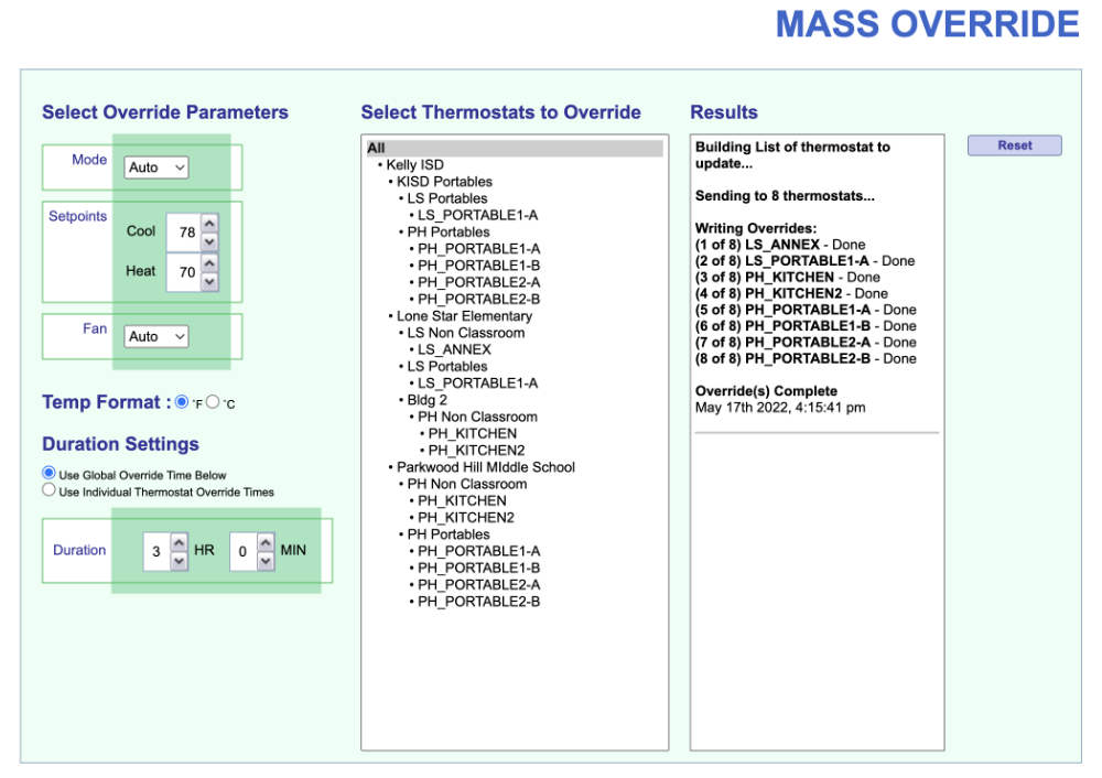 NetX Mass Override