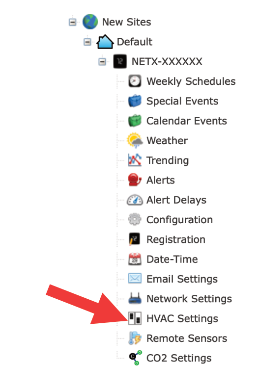 NetX HVAC CloudConnect Menu